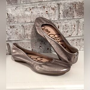 Sam Edelman Noah Metallic Silver Leather Ballet Flats
